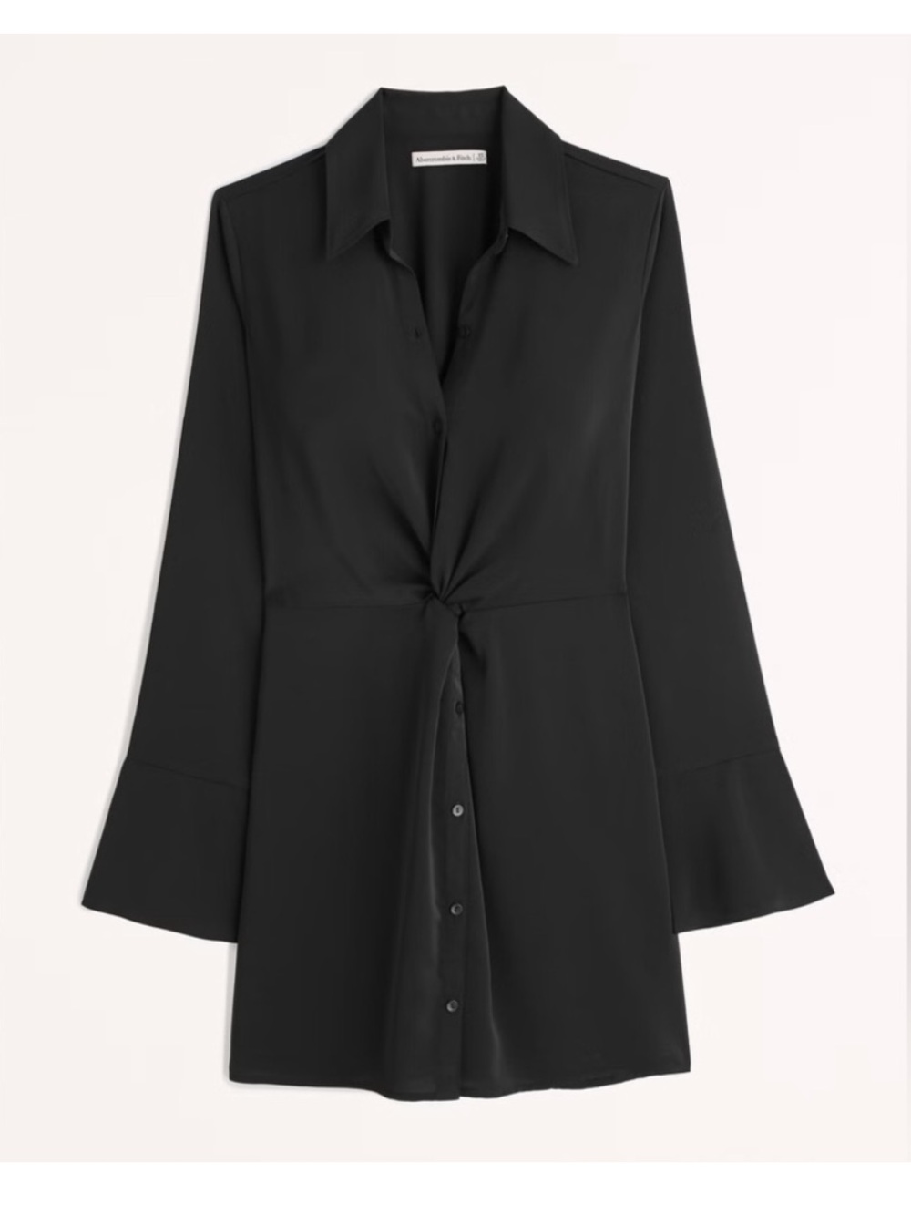ABERCROMBIE & FITCH Long Sleeve Twist Front Shirt Dress in Black XL